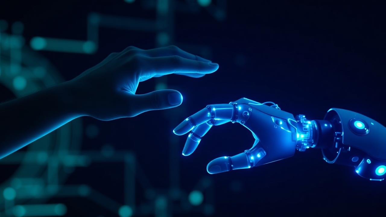 Human and machine hands collaborating